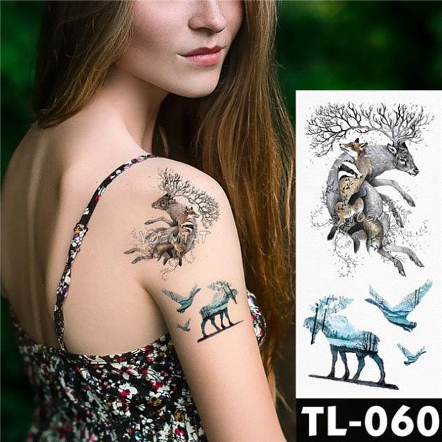 New Colorful And Black Womens Tattoo Temporary Flower Waterproof Elegant Modern Tattoo Realistic Design