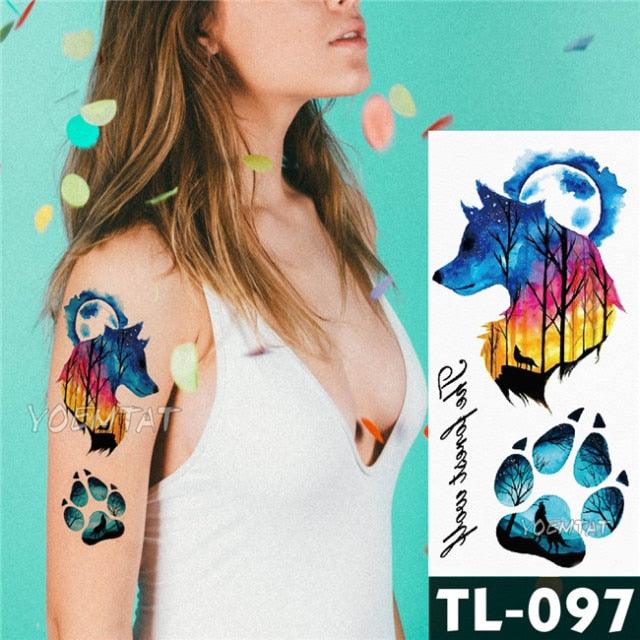 New Colorful And Black Womens Tattoo Temporary Flower Waterproof Elegant Modern Tattoo Realistic Design