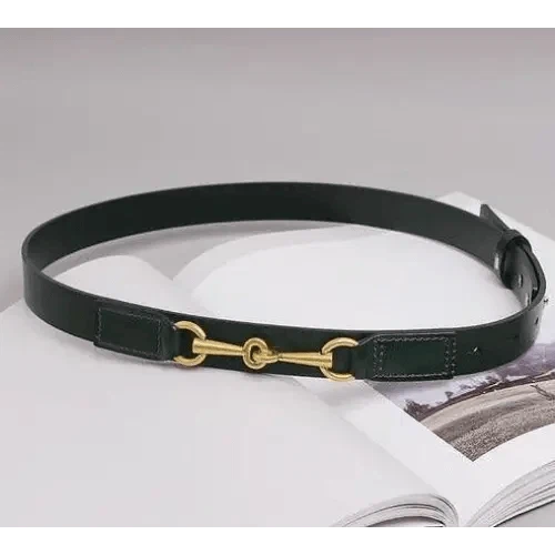 Simple Black Plain Leather Belt For Women Classic Thin Skinny Waistbands Casual Women Dress Belts