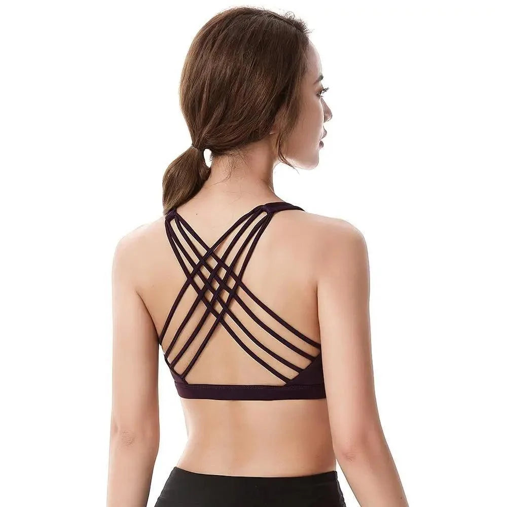 New Elegance Fitness Sports Bra for Women Push Up Wirefree Padded Crisscross Strappy Running Gym Training Workout Yoga Underwear Crop Tops