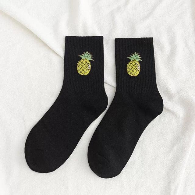 New Elegant Fruit Printed Breathable Cotton Socks Happy Funny Unisex Socks Candy Colors Harajuku Casual Cotton Crew Socks For Men And Women