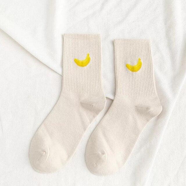 New Elegant Fruit Printed Breathable Cotton Socks Happy Funny Unisex Socks Candy Colors Harajuku Casual Cotton Crew Socks For Men And Women