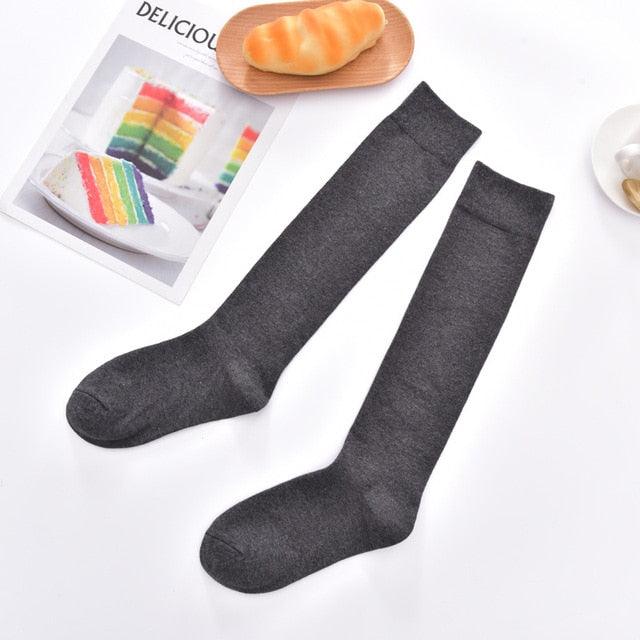 New Fashion Cotton Ladies Knee High Solid Color Socks Student Socks School Party Street Wear Dancing Socks High Quality Cotton Knee High Socks For Women