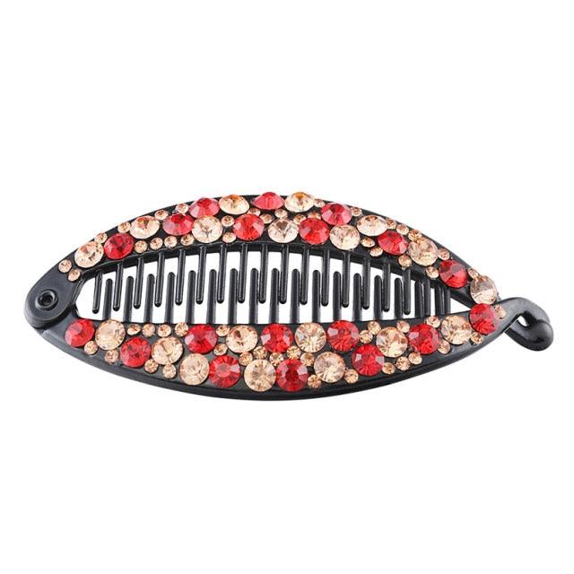 New Fashion Hair Clips Women Banana Barrettes Plastic Color Rhinestone Hair Claws Pins Clamps for Girls Ponytail Mohawk Bun Maker Accessories For Curly Hair Women