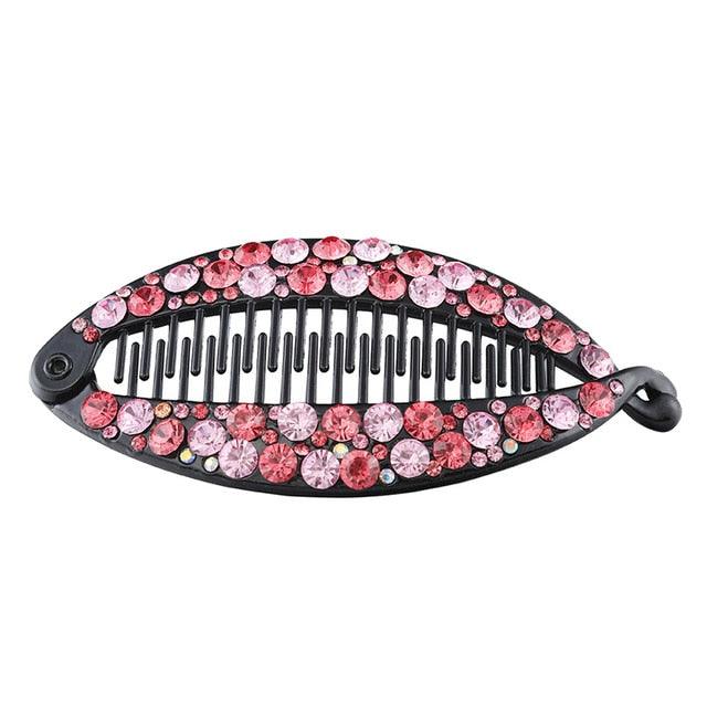 New Fashion Hair Clips Women Banana Barrettes Plastic Color Rhinestone Hair Claws Pins Clamps for Girls Ponytail Mohawk Bun Maker Accessories For Curly Hair Women