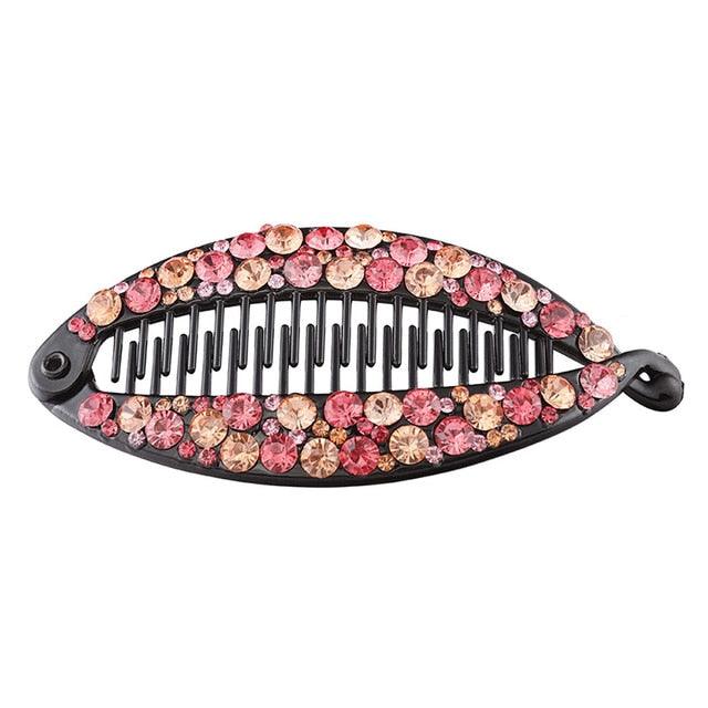 New Fashion Hair Clips Women Banana Barrettes Plastic Color Rhinestone Hair Claws Pins Clamps for Girls Ponytail Mohawk Bun Maker Accessories For Curly Hair Women