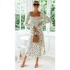 New Fashion Leopard Print Dot long sleeve Slit Luxury Dress - Summer Casual Party Wear Dresses For Women