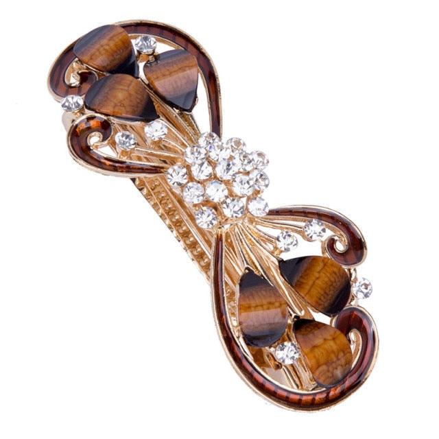 New Fashion Rhinestone Hairpin for Women Banana Clip Bow Girls Hair Clip Elegant Ladies Barrettes Hear Accessories