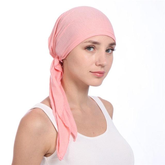 New Fashion Soft Cotton Solid Color Elastic Wrap Lightweight Scarf Hats Muslim Turban Elegant Bonnet Inner Hijab Hat Female Turbantes caps For Women