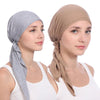New Fashion Soft Cotton Solid Color Elastic Wrap Lightweight Scarf Hats Muslim Turban Elegant Bonnet Inner Hijab Hat Female Turbantes caps For Women