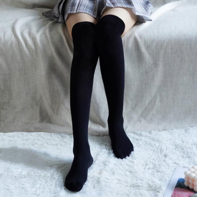 New Fashion Thigh High Stockings Solid Velvet Soft Flexible Over Knee Socks Tall Long Boot Stockings for Women