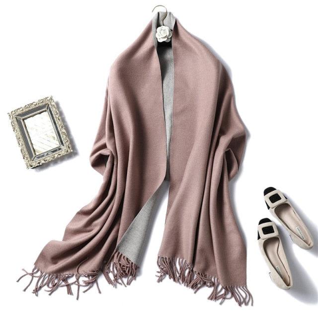 New Fashion Winter Soft Thick Warm Colorful Cashmere Scarf Elegant Escharpe Shawls Scarf Shawls Wraps Lightweight Lady Solid Scarves Fashion Tassels Blanket For Women