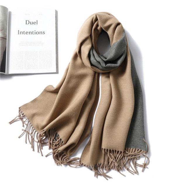 New Fashion Winter Soft Thick Warm Colorful Cashmere Scarf Elegant Escharpe Shawls Scarf Shawls Wraps Lightweight Lady Solid Scarves Fashion Tassels Blanket For Women
