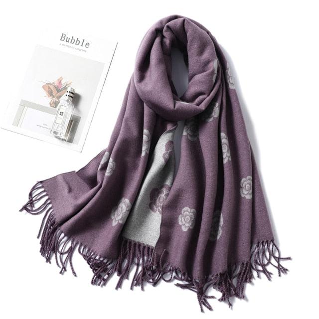 New Fashion Winter Soft Thick Warm Colorful Cashmere Scarf Elegant Escharpe Shawls Scarf Shawls Wraps Lightweight Lady Solid Scarves Fashion Tassels Blanket For Women