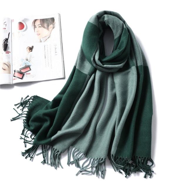 New Fashion Winter Soft Thick Warm Colorful Cashmere Scarf Elegant Escharpe Shawls Scarf Shawls Wraps Lightweight Lady Solid Scarves Fashion Tassels Blanket For Women