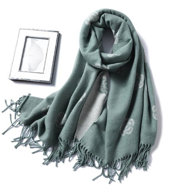 New Fashion Winter Soft Thick Warm Colorful Cashmere Scarf Elegant Escharpe Shawls Scarf Shawls Wraps Lightweight Lady Solid Scarves Fashion Tassels Blanket For Women