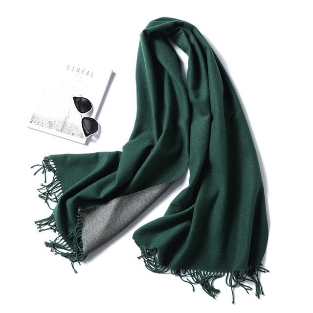 New Fashion Winter Soft Thick Warm Colorful Cashmere Scarf Elegant Escharpe Shawls Scarf Shawls Wraps Lightweight Lady Solid Scarves Fashion Tassels Blanket For Women