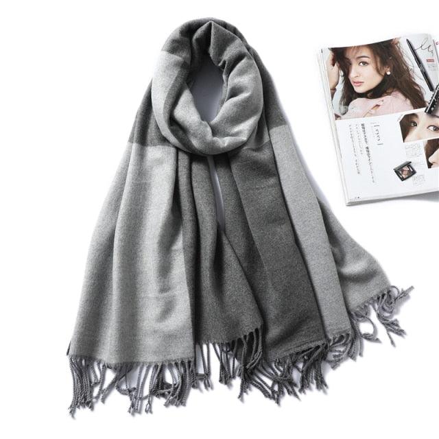 New Fashion Winter Soft Thick Warm Colorful Cashmere Scarf Elegant Escharpe Shawls Scarf Shawls Wraps Lightweight Lady Solid Scarves Fashion Tassels Blanket For Women