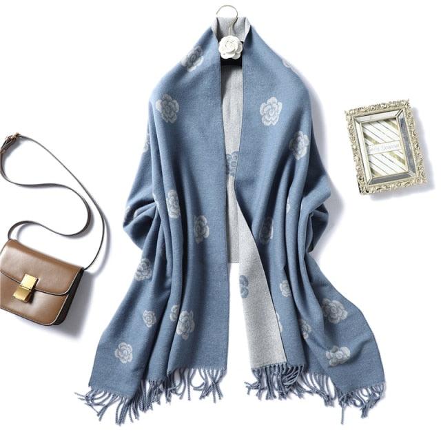 New Fashion Winter Soft Thick Warm Colorful Cashmere Scarf Elegant Escharpe Shawls Scarf Shawls Wraps Lightweight Lady Solid Scarves Fashion Tassels Blanket For Women