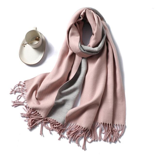 New Fashion Winter Soft Thick Warm Colorful Cashmere Scarf Elegant Escharpe Shawls Scarf Shawls Wraps Lightweight Lady Solid Scarves Fashion Tassels Blanket For Women