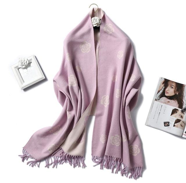 New Fashion Winter Soft Thick Warm Colorful Cashmere Scarf Elegant Escharpe Shawls Scarf Shawls Wraps Lightweight Lady Solid Scarves Fashion Tassels Blanket For Women