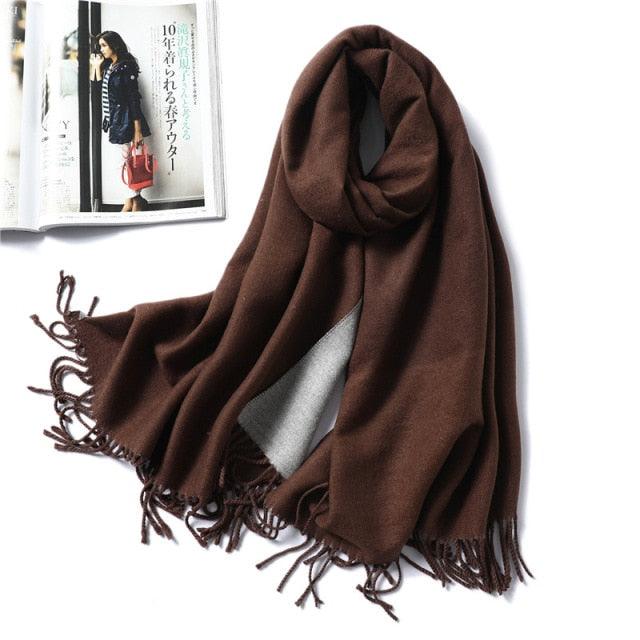New Fashion Winter Soft Thick Warm Colorful Cashmere Scarf Elegant Escharpe Shawls Scarf Shawls Wraps Lightweight Lady Solid Scarves Fashion Tassels Blanket For Women