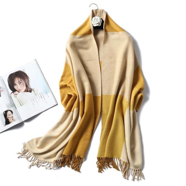 New Fashion Winter Soft Thick Warm Colorful Cashmere Scarf Elegant Escharpe Shawls Scarf Shawls Wraps Lightweight Lady Solid Scarves Fashion Tassels Blanket For Women