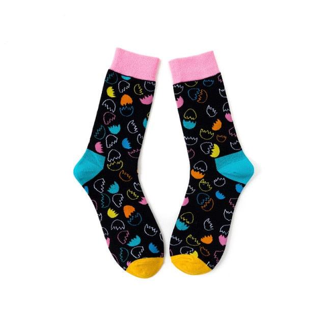New Funny Women Fashion Harajuku Colorful Socks Cute Art Egg Series Personality Cotton Female socks Novelty Cotton Socks For Men And Women