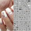 New Geometric Letter Nail Sticker Water Slider Winter Decal Christmas New Year Gift Nail Slider Temporary Tattoos Women Nail Art Stickers Water Transfer Decals Design Nail Art Supplies Manicure Acrylic Nail Foil Stencils Decorations