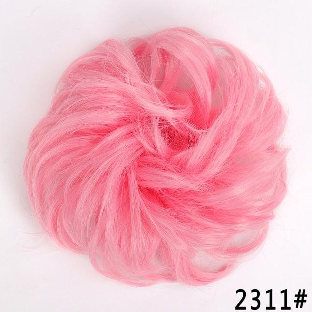 New Girl's Synthetic Chignon Red Pink Purple Blue Green Curly Messy Bun Kids Donut Roller Hair Bun Heat Resistant Fake Hair Wigs For Black Women Cosplay Wigs For Women