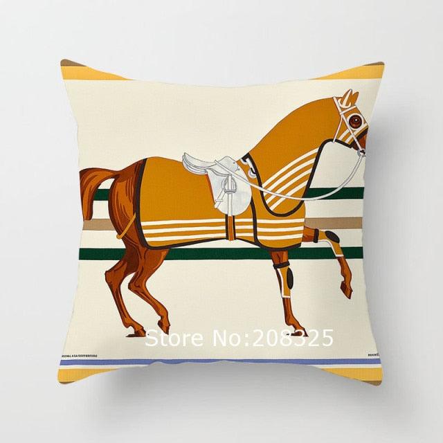 New Horse Cushion Cover Short Plus Luxury Horse Cotton Linen Decorative Pillowcase Cushion Decorative Pillows  Covers for Home Sofa Couch Car Bedrooms 45x45cm