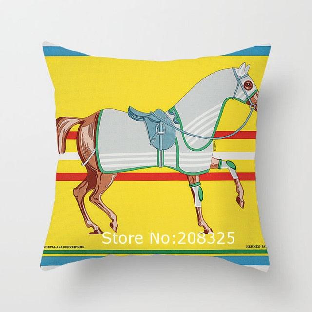 New Horse Cushion Cover Short Plus Luxury Horse Cotton Linen Decorative Pillowcase Cushion Decorative Pillows  Covers for Home Sofa Couch Car Bedrooms 45x45cm