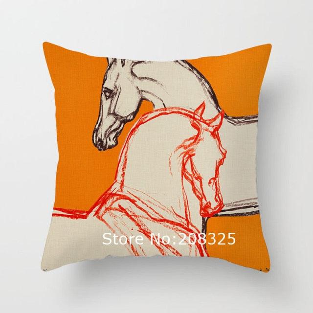 New Horse Cushion Cover Short Plus Luxury Horse Cotton Linen Decorative Pillowcase Cushion Decorative Pillows  Covers for Home Sofa Couch Car Bedrooms 45x45cm