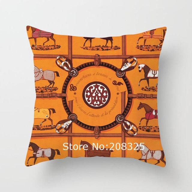 New Horse Cushion Cover Short Plus Luxury Horse Cotton Linen Decorative Pillowcase Cushion Decorative Pillows  Covers for Home Sofa Couch Car Bedrooms 45x45cm
