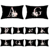 New Light Letter Flower Pillow Covers Alphabet Decorative Pillow Cases ABC Letter Flowers Cushion Covers Black Plush Pillow Case Super Soft Living Room Decorative Cushion Cover Elegant Soft Design 30x50cm