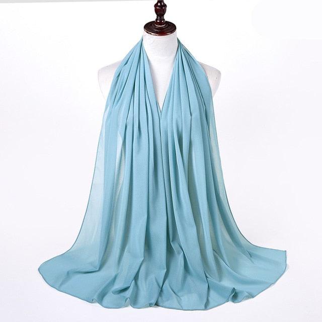 New Long Solid Colorful Soft Chiffon Hijab Elegant Scarf Wrap Lightweight Islamic Head Wear Escharpe Shawls Headband Stole Muslim Hijabs Wrap Headscarf Scarves Colors For Women