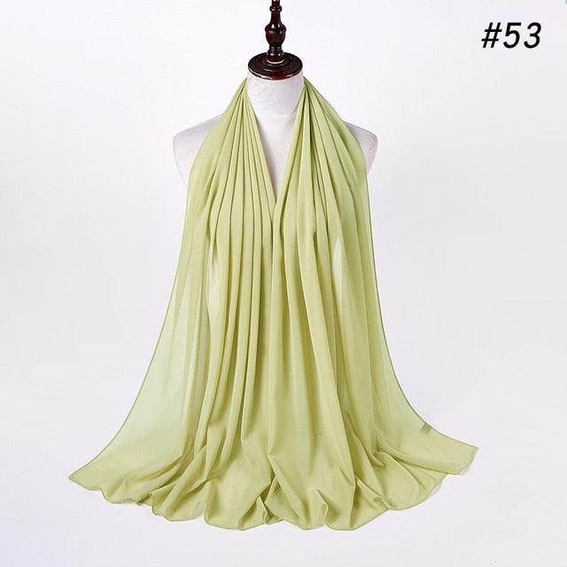 New Long Solid Colorful Soft Chiffon Hijab Elegant Scarf Wrap Lightweight Islamic Head Wear Escharpe Shawls Headband Stole Muslim Hijabs Wrap Headscarf Scarves Colors For Women