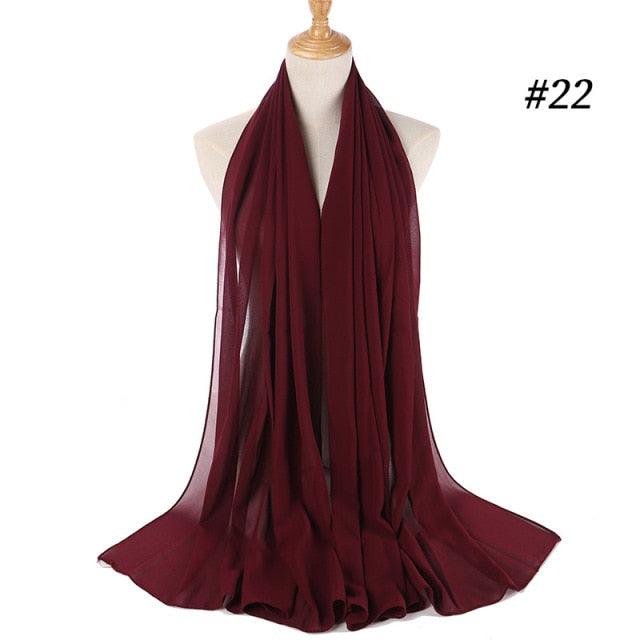 New Long Solid Colorful Soft Chiffon Hijab Elegant Scarf Wrap Lightweight Islamic Head Wear Escharpe Shawls Headband Stole Muslim Hijabs Wrap Headscarf Scarves Colors For Women