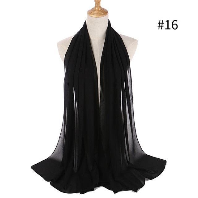 New Long Solid Colorful Soft Chiffon Hijab Elegant Scarf Wrap Lightweight Islamic Head Wear Escharpe Shawls Headband Stole Muslim Hijabs Wrap Headscarf Scarves Colors For Women