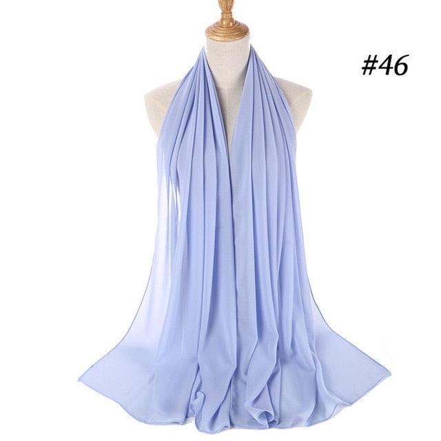 New Long Solid Colorful Soft Chiffon Hijab Elegant Scarf Wrap Lightweight Islamic Head Wear Escharpe Shawls Headband Stole Muslim Hijabs Wrap Headscarf Scarves Colors For Women