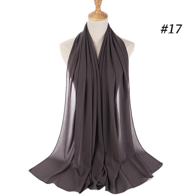 New Long Solid Colorful Soft Chiffon Hijab Elegant Scarf Wrap Lightweight Islamic Head Wear Escharpe Shawls Headband Stole Muslim Hijabs Wrap Headscarf Scarves Colors For Women