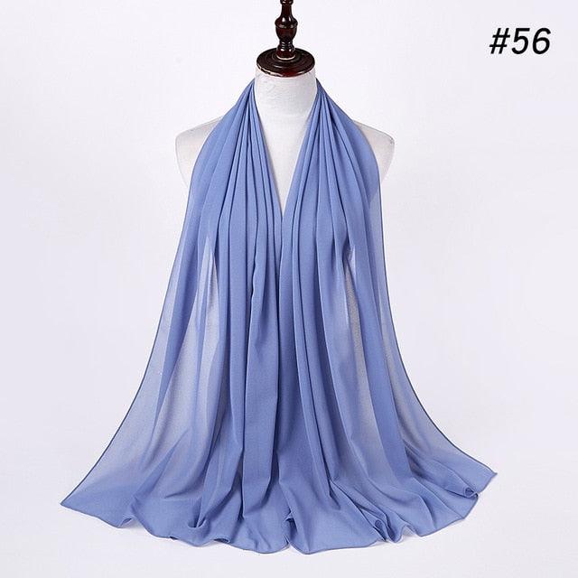 New Long Solid Colorful Soft Chiffon Hijab Elegant Scarf Wrap Lightweight Islamic Head Wear Escharpe Shawls Headband Stole Muslim Hijabs Wrap Headscarf Scarves Colors For Women