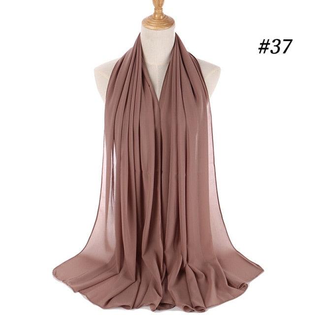 New Long Solid Colorful Soft Chiffon Hijab Elegant Scarf Wrap Lightweight Islamic Head Wear Escharpe Shawls Headband Stole Muslim Hijabs Wrap Headscarf Scarves Colors For Women