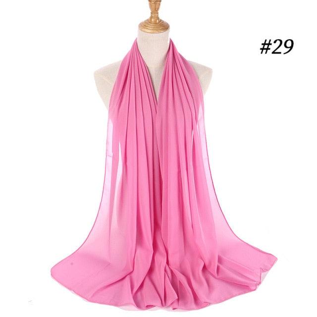 New Long Solid Colorful Soft Chiffon Hijab Elegant Scarf Wrap Lightweight Islamic Head Wear Escharpe Shawls Headband Stole Muslim Hijabs Wrap Headscarf Scarves Colors For Women