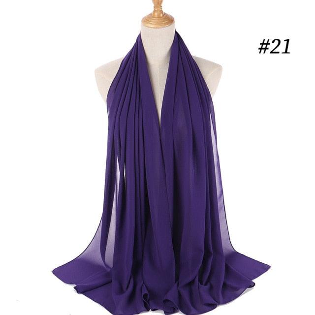 New Long Solid Colorful Soft Chiffon Hijab Elegant Scarf Wrap Lightweight Islamic Head Wear Escharpe Shawls Headband Stole Muslim Hijabs Wrap Headscarf Scarves Colors For Women