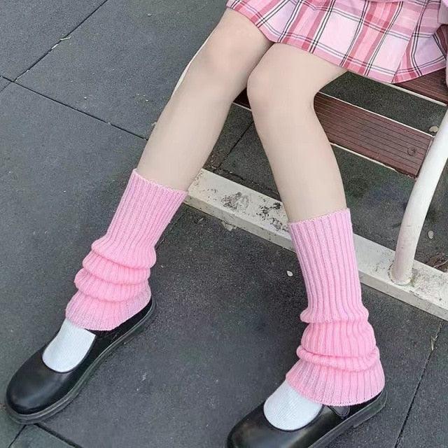 Cute Kawaii Knee High Uniform Style Slouch Socks Boots Solid Color Knit Socks Winter Leg Warmers Socks Foot Warming Cover Socks For Women