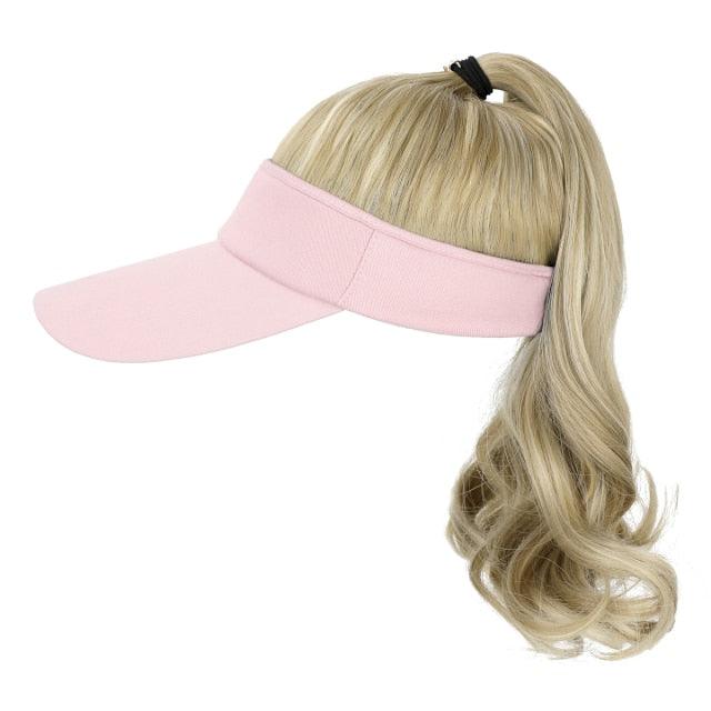 Ponytail Extension Cap hair Synthetic Wig Curly Wavy Wigs with Visor Hat hair Wigs for Women Hat Baseball Wigs For Black Women Cosplay Wigs For Women