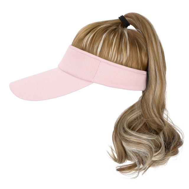 Ponytail Extension Cap hair Synthetic Wig Curly Wavy Wigs with Visor Hat hair Wigs for Women Hat Baseball Wigs For Black Women Cosplay Wigs For Women