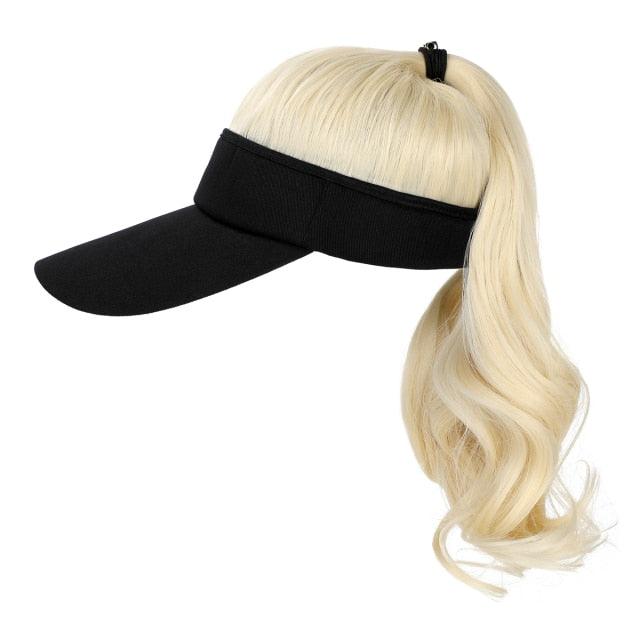 Ponytail Extension Cap hair Synthetic Wig Curly Wavy Wigs with Visor Hat hair Wigs for Women Hat Baseball Wigs For Black Women Cosplay Wigs For Women