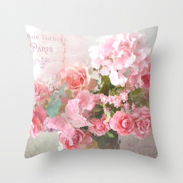 New Velvet Cushion Cover Pillowcase Colorful Flower Cushion Sunflower Rose Mediterranean Pillow Case Decor Sofa Throw Pillows Room 45x45CM
